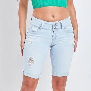 Size 1 or 3 Stretchy NEW Women's WannaBettaButt 3-Button Jean Bermuda Shorts